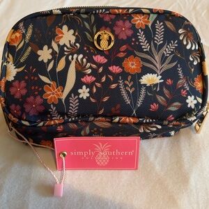 Simply Southern Floral Cosmetic Bag - Black and Multicolor